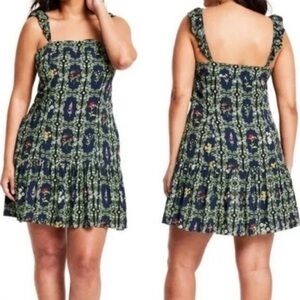 Agua Bendita x Target Dainty Floral Tile Print Ruffle Mini Dress M